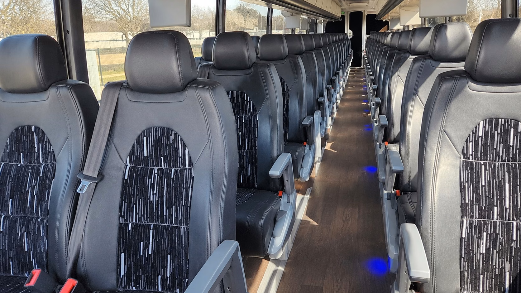 56 passenger charter bus inside